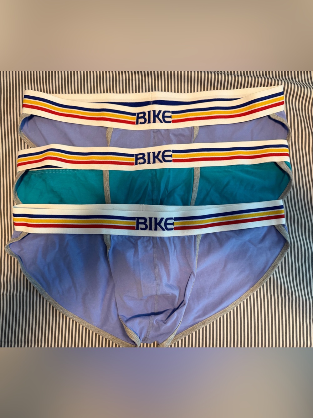 BIKE Men’s Lavender & Teal Briefs with Striped Elastic Waistband 3 pairs